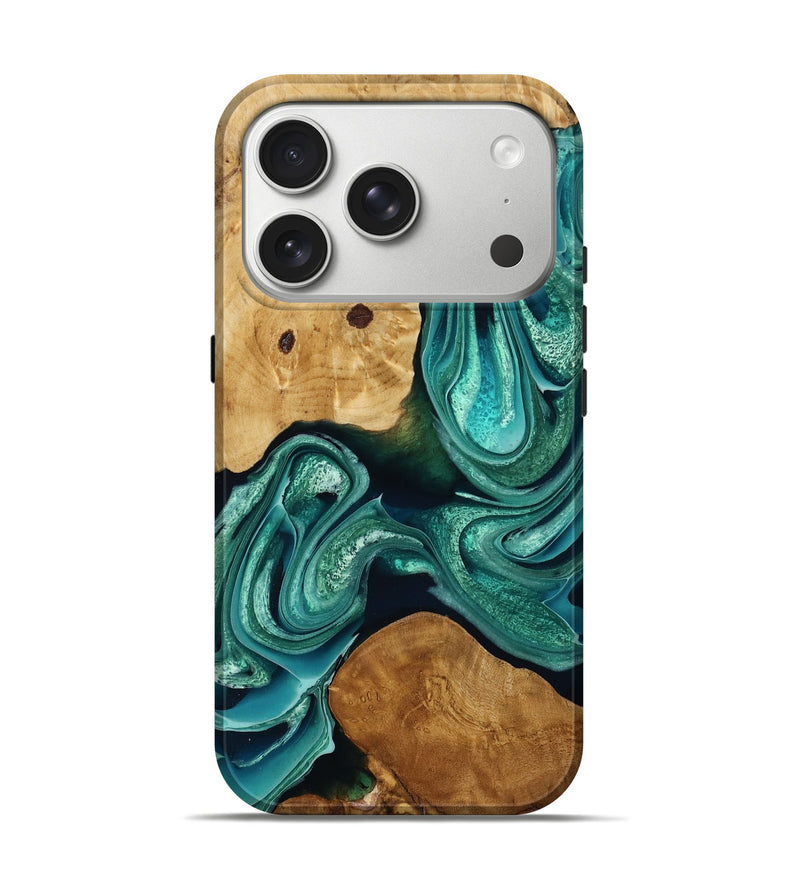 iPhone 17 Pro Wood Live Edge Phone Case - Terese (Green, 791232)