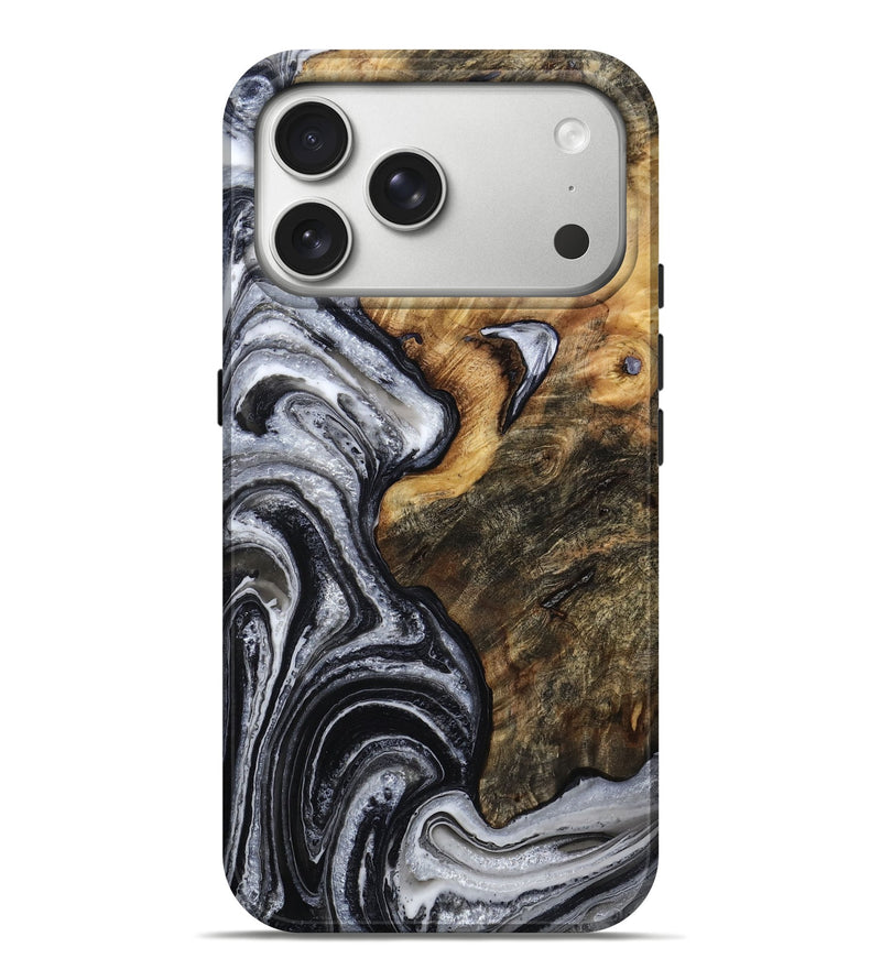 iPhone 17 Pro Max Wood Live Edge Phone Case - Patty (Black & White, 791233)