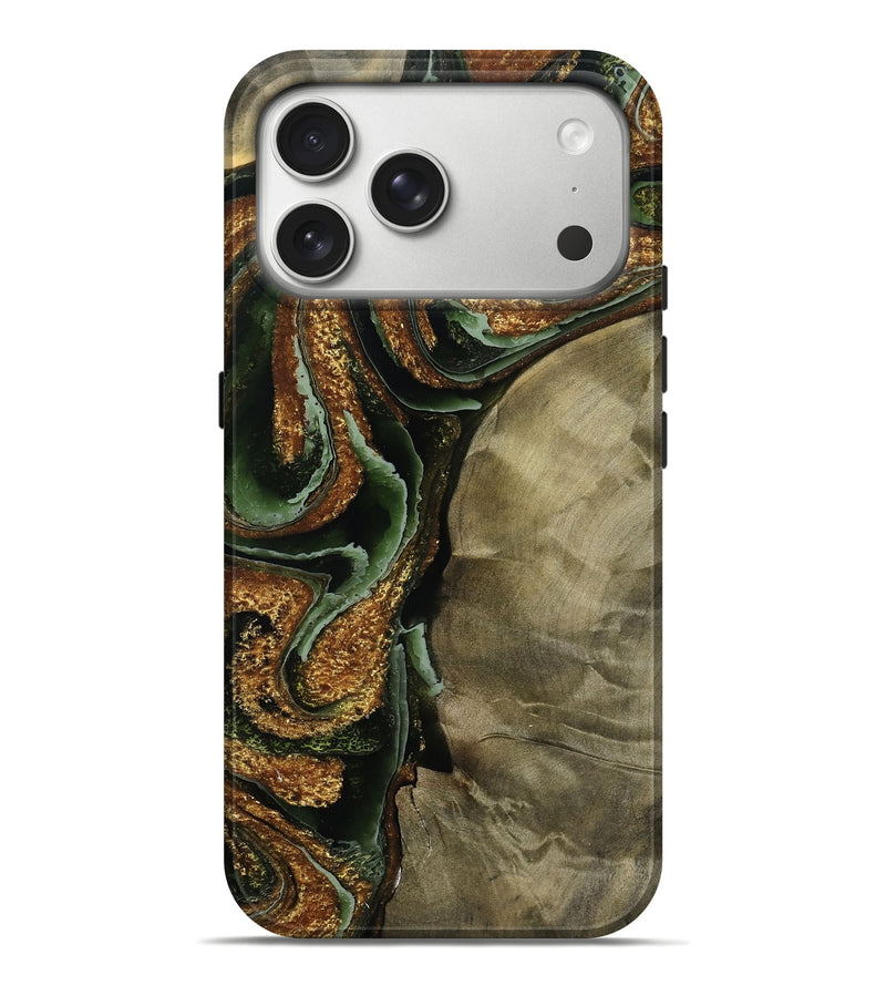 iPhone 17 Pro Max Wood Live Edge Phone Case - Marquis (Green, 791245)