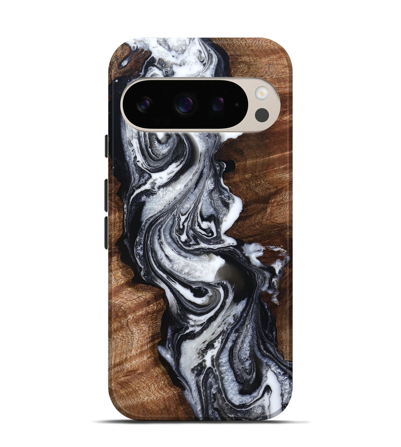 Pixel 10 Pro Wood Live Edge Phone Case - Lora (Black & White, 791249)