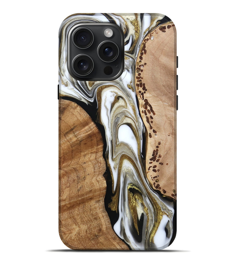 iPhone 16 Pro Max Wood Live Edge Phone Case - Zada (Black & White, 791271)