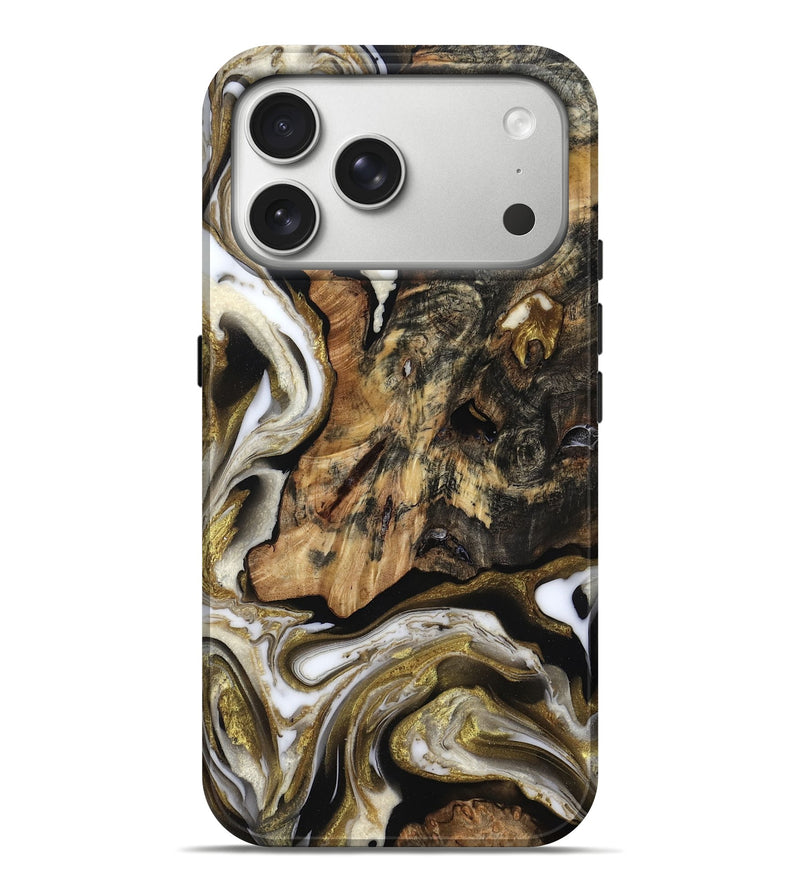 iPhone 17 Pro Max Wood Live Edge Phone Case - Kimora (Black & White, 791272)