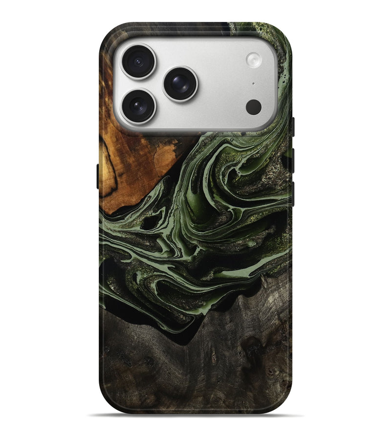 iPhone 17 Pro Max Wood Live Edge Phone Case - Ivy (Green, 791555)