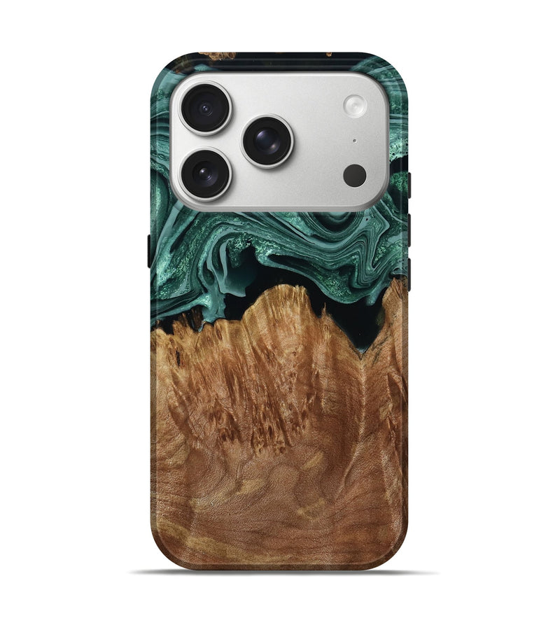 iPhone 17 Pro Wood Live Edge Phone Case - Kayley (Green, 791556)