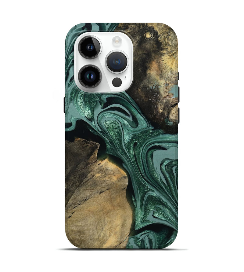 iPhone 15 Pro Wood Live Edge Phone Case - Gunnar (Green, 791557)