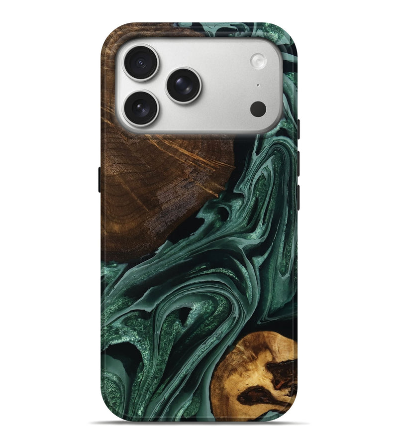 iPhone 17 Pro Max Wood Live Edge Phone Case - Lelah (Green, 791562)