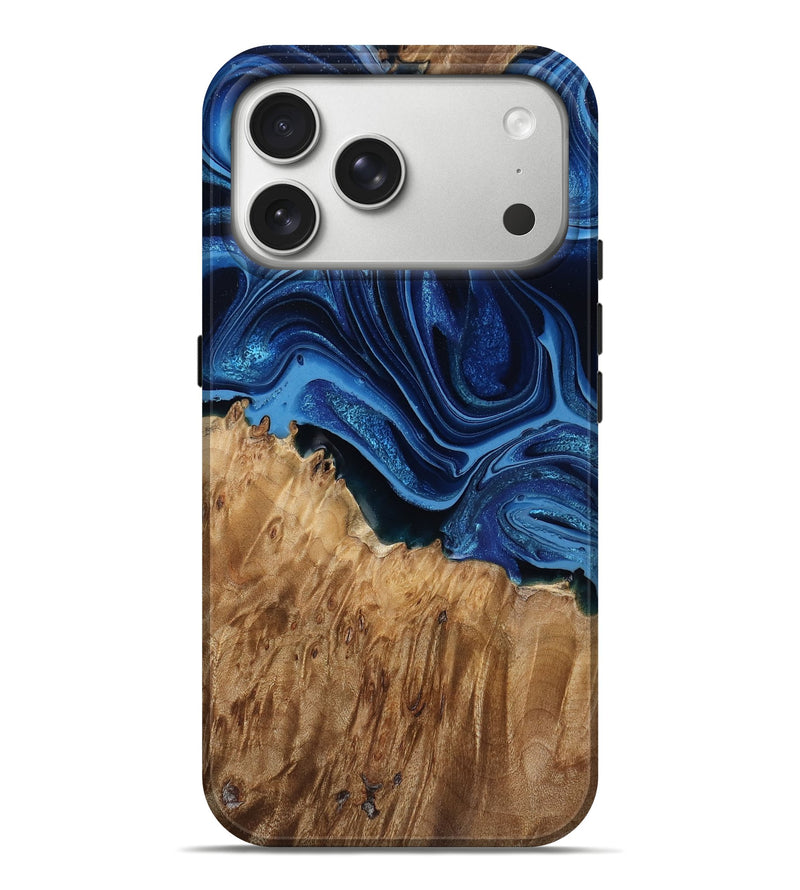 iPhone 17 Pro Max Wood Live Edge Phone Case - Brea (Blue, 791563)