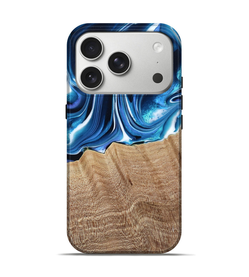 iPhone 17 Pro Wood Live Edge Phone Case - Giana (Blue, 791564)