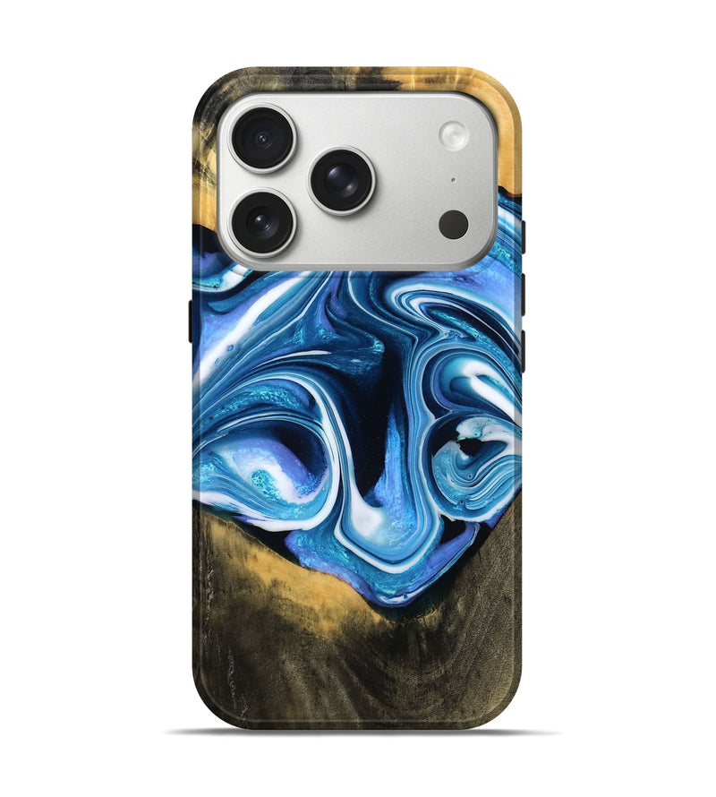 iPhone 17 Pro Wood Live Edge Phone Case - Mitzi (Blue, 791572)