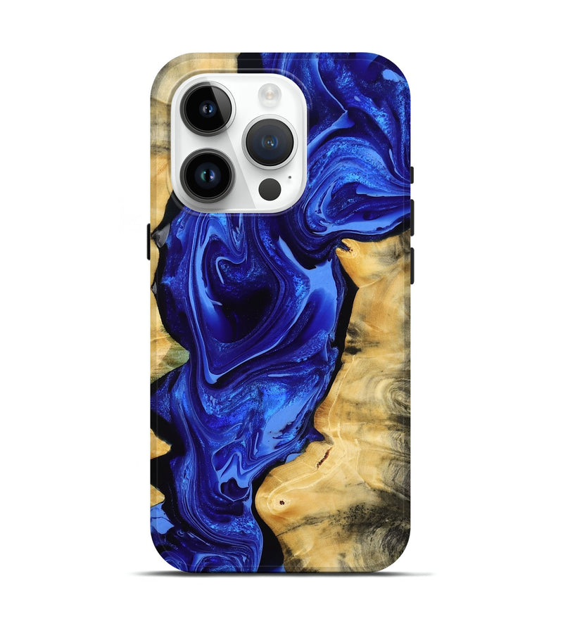 iPhone 15 Pro Wood Live Edge Phone Case - Danika (Blue, 791580)