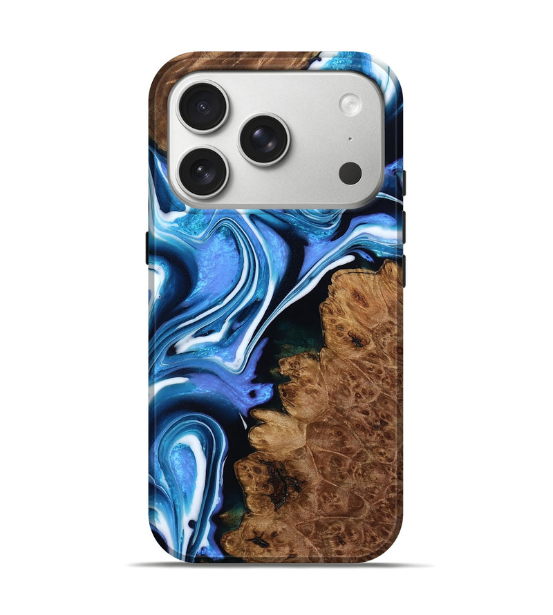 iPhone 17 Pro Wood Live Edge Phone Case - Roxie (Blue, 791588)