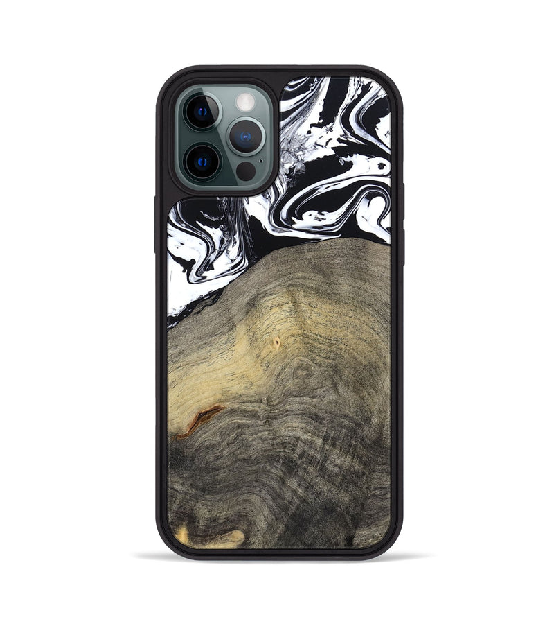 iPhone 12 Pro Wood Phone Case - Trent (Black & White, 791914)