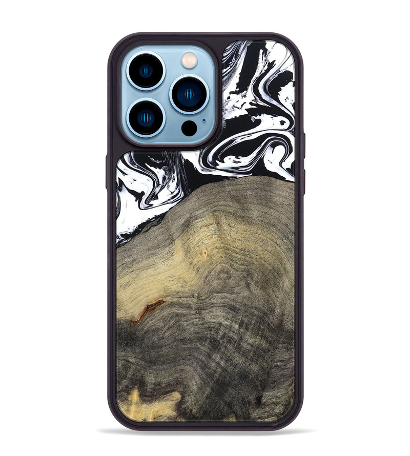 iPhone 14 Pro Max Wood Phone Case - Trent (Black & White, 791914)