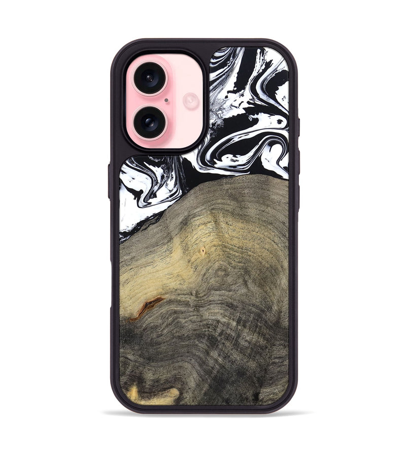 iPhone 16 Wood Phone Case - Trent (Black & White, 791914)