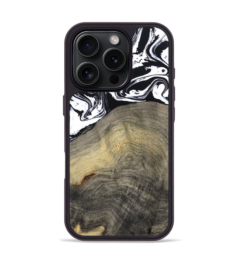 iPhone 16 Pro Wood Phone Case - Trent (Black & White, 791914)