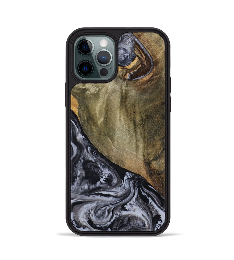 iPhone 12 Pro Wood Phone Case - Jerri (Black & White, 791915)