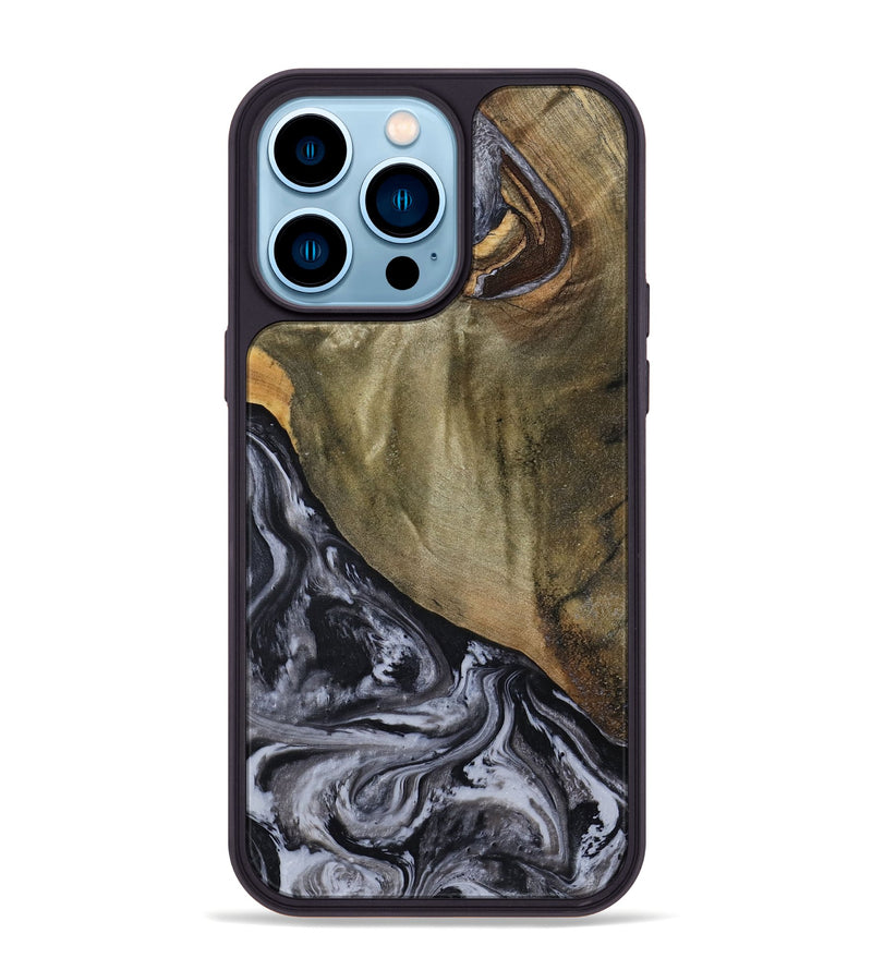 iPhone 14 Pro Max Wood Phone Case - Jerri (Black & White, 791915)