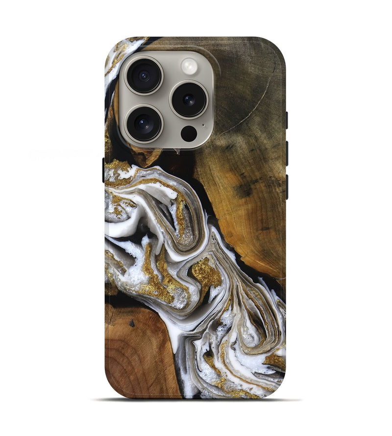 iPhone 16 Pro Wood Live Edge Phone Case - Jeramie (Black & White, 792022)