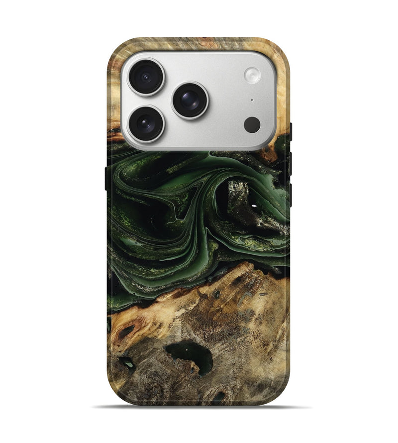 iPhone 17 Pro Wood Live Edge Phone Case - Zack (Green, 792029)