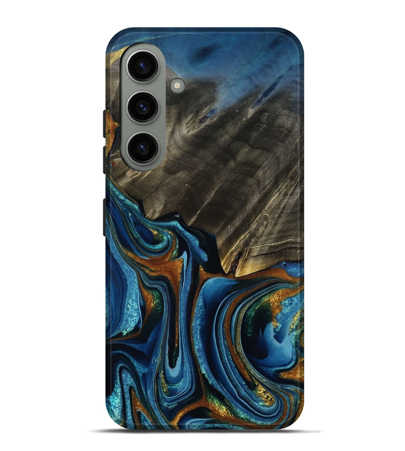 Galaxy S24 Plus Wood Live Edge Phone Case - Brittni (Teal & Gold, 792033)