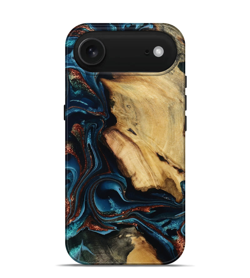 iPhone 17 Air Wood Live Edge Phone Case - Dan (Teal & Gold, 792038)