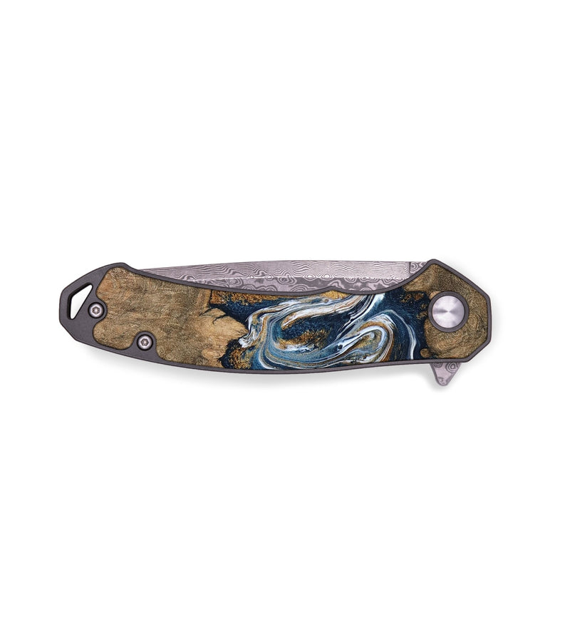 EDC Wood Pocket Knife - Yahya (Teal & Gold, 792051)