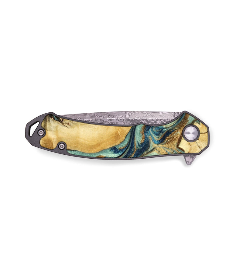 EDC Wood Pocket Knife - Arthur (Teal & Gold, 792054)