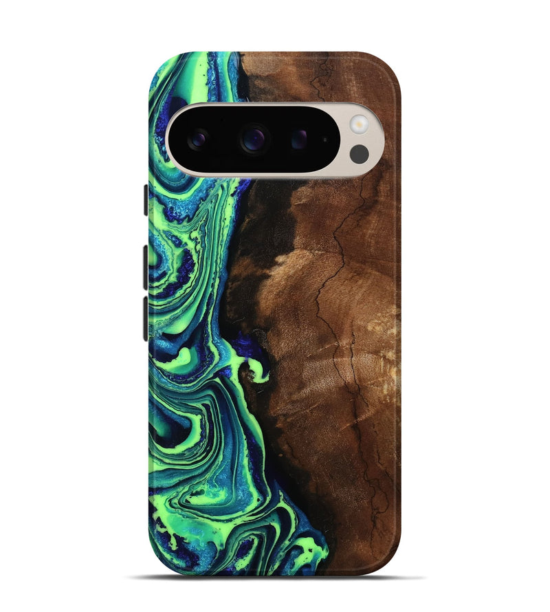 Pixel 9 Pro Wood Live Edge Phone Case - Aya (Green, 792232)