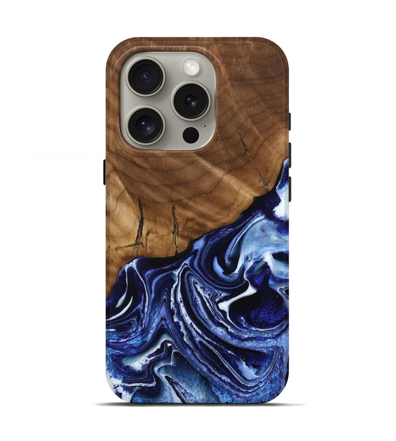 iPhone 16 Pro Wood Live Edge Phone Case - Urban (Blue, 792238)