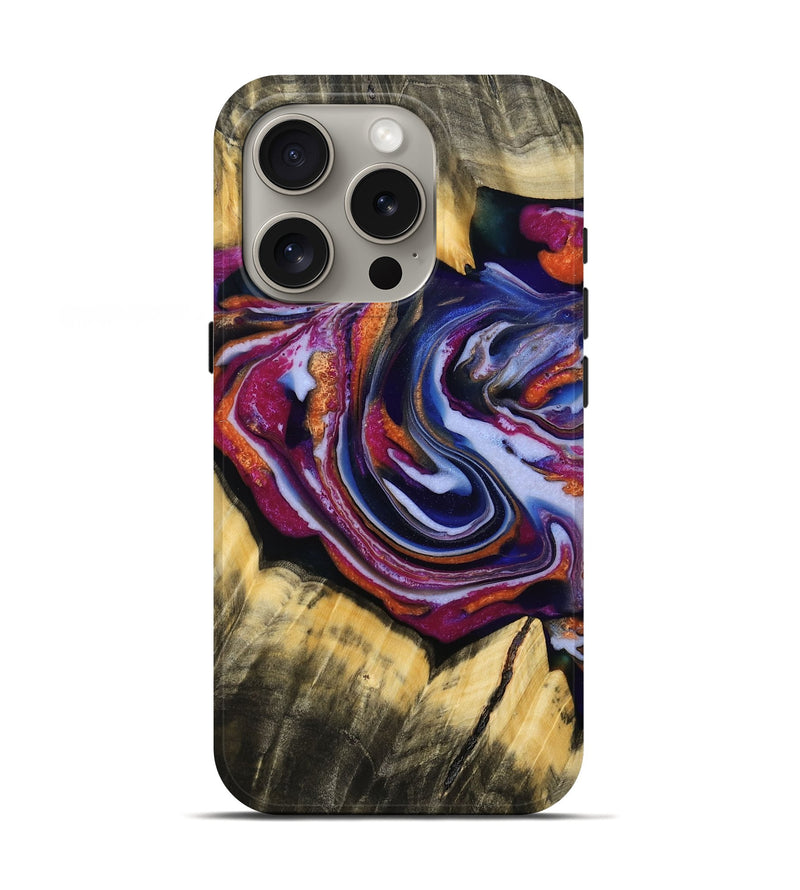iPhone 16 Pro Wood Live Edge Phone Case - Ashli (Blue, 792242)