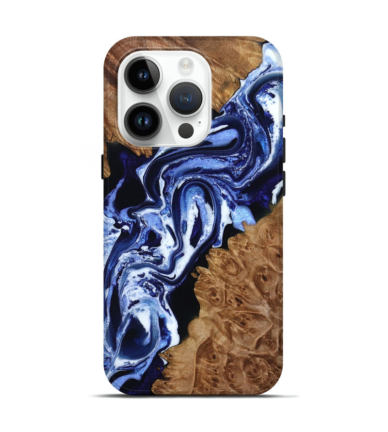 iPhone 15 Pro Wood Live Edge Phone Case - Grayson (Blue, 792243)