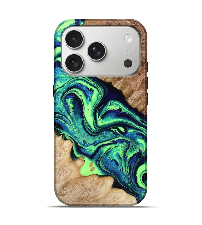 iPhone 17 Pro Wood Live Edge Phone Case - Jaida (Green, 792250)