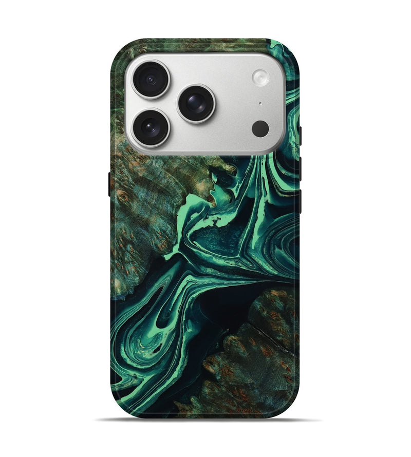 iPhone 17 Pro Wood Live Edge Phone Case - Justina (Green, 792520)