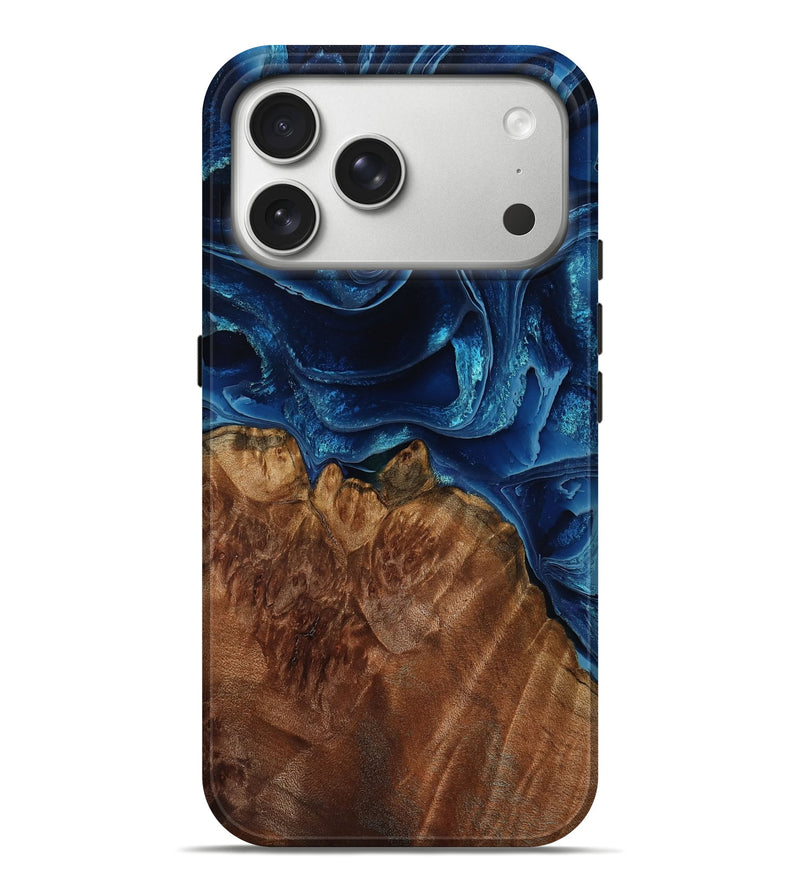 iPhone 17 Pro Max Wood Live Edge Phone Case - Kirstin (Blue, 792610)