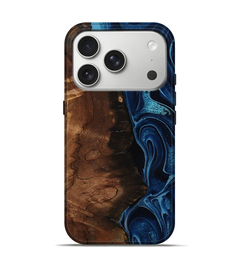 iPhone 17 Pro Wood Live Edge Phone Case - Nelle (Blue, 792613)