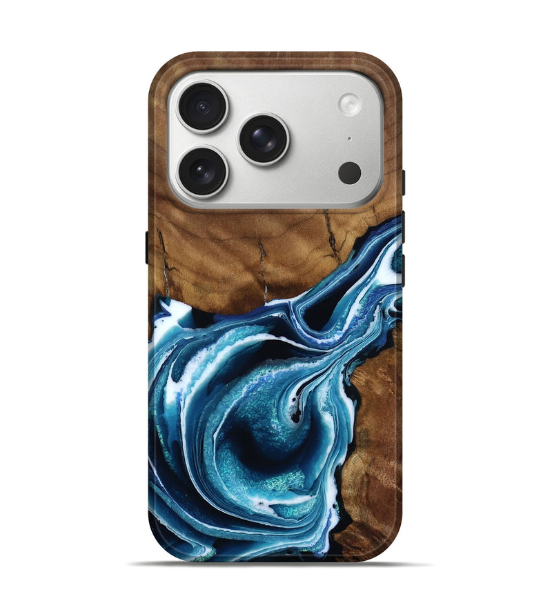 iPhone 17 Pro Wood Live Edge Phone Case - Brea (Blue, 792614)
