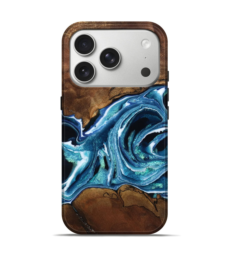 iPhone 17 Pro Wood Live Edge Phone Case - Tamela (Blue, 792616)