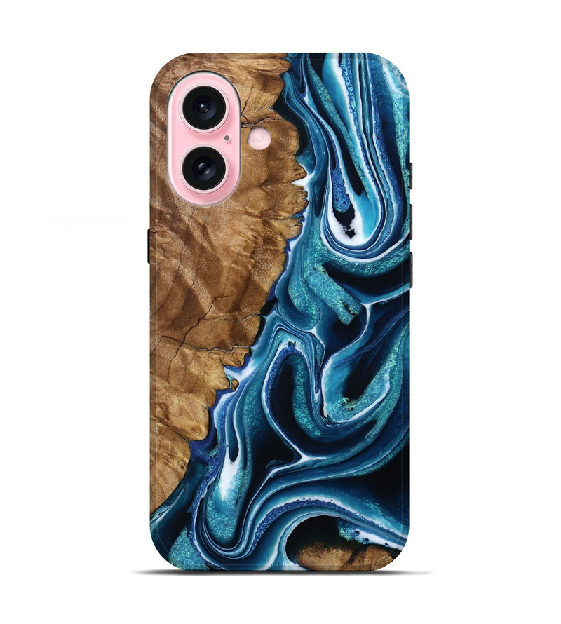 iPhone 17 Wood Live Edge Phone Case - Jaslene (Blue, 792619)