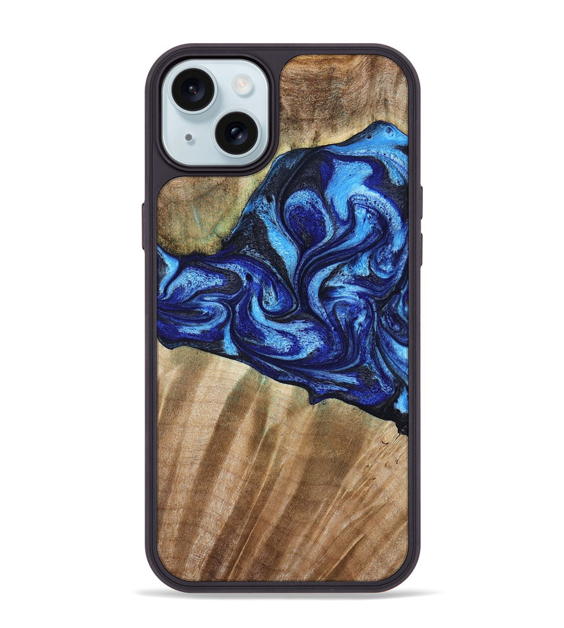 iPhone 15 Plus Wood Phone Case - Evan (Blue, 792764)