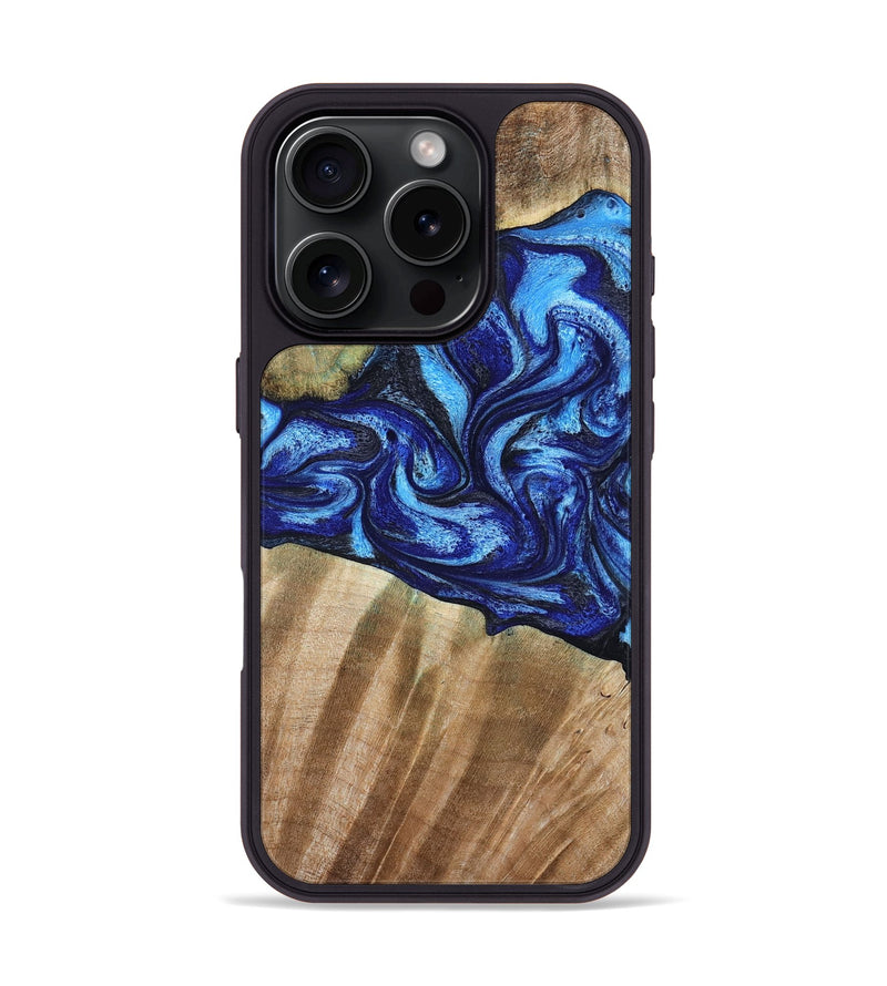 iPhone 16 Pro Wood Phone Case - Evan (Blue, 792764)