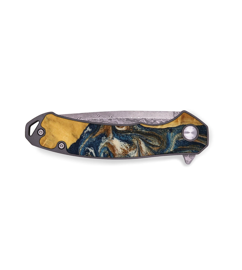 EDC Wood Pocket Knife - Leila (Teal & Gold, 792857)