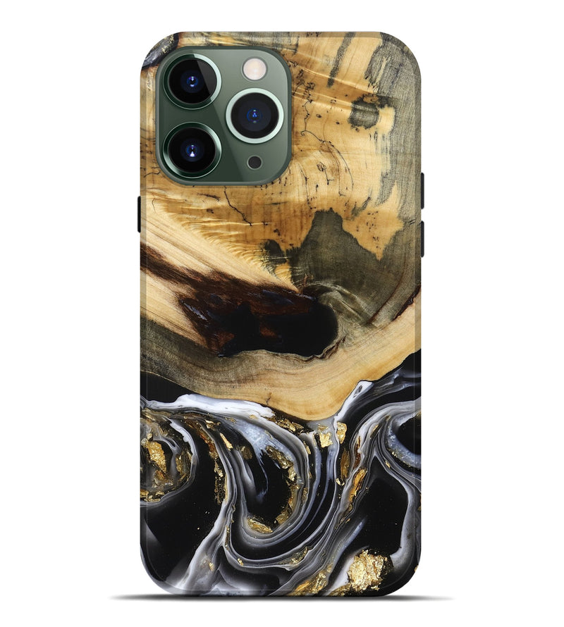 iPhone 13 Pro Max Wood Live Edge Phone Case - Max (Black & White, 792903)