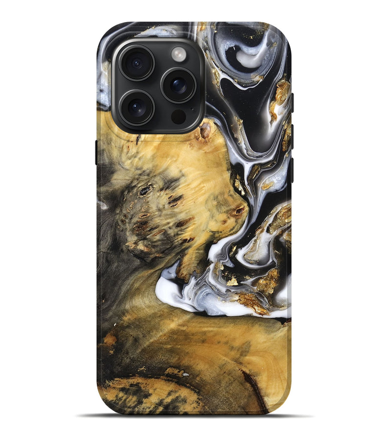 iPhone 16 Pro Max Wood Live Edge Phone Case - Krystal (Black & White, 792904)