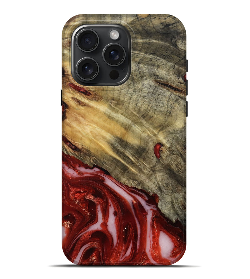 iPhone 16 Pro Max Wood Live Edge Phone Case - Lorrie (Red, 792909)