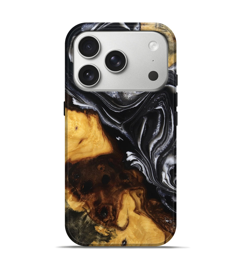 iPhone 17 Pro Wood Live Edge Phone Case - Kayce (Black & White, 792912)