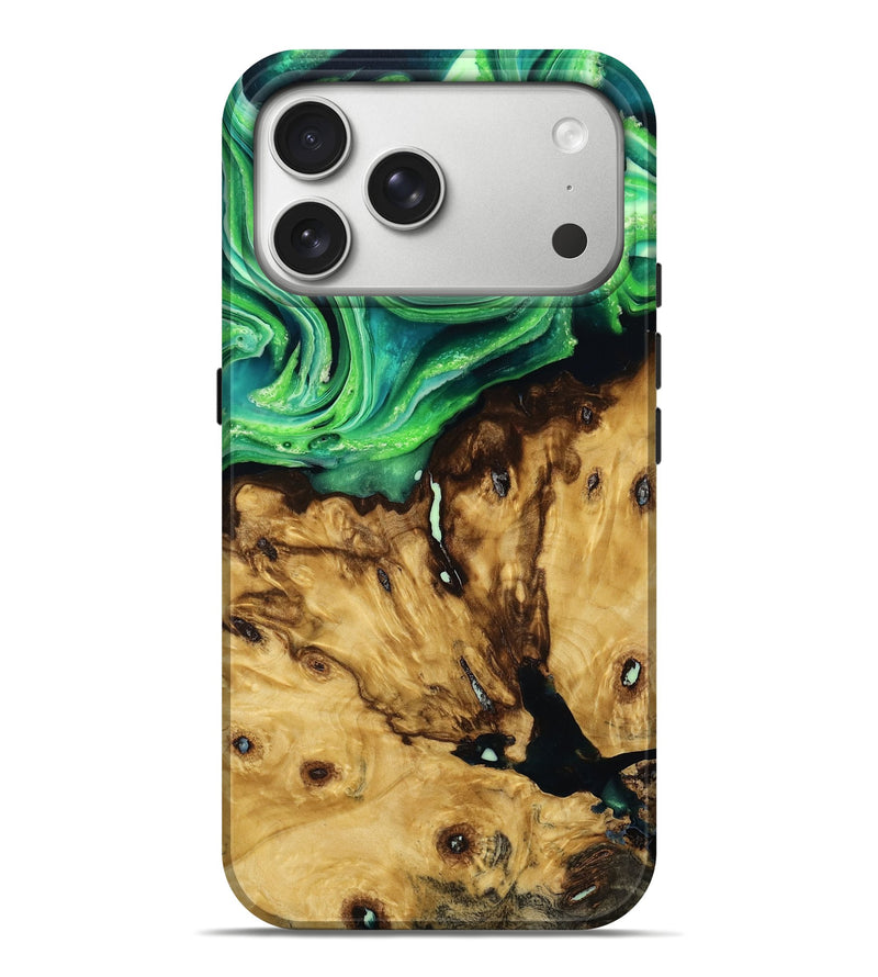iPhone 17 Pro Max Wood Live Edge Phone Case - Sharyn (Green, 792927)