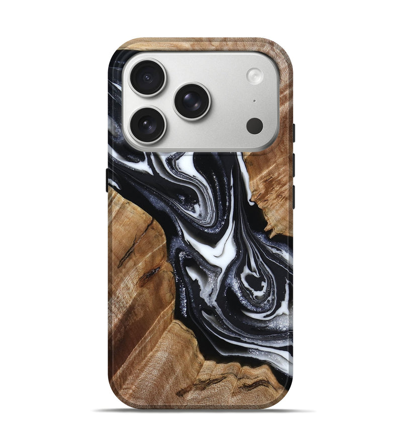 iPhone 17 Pro Wood Live Edge Phone Case - Ephriam (Black & White, 792931)