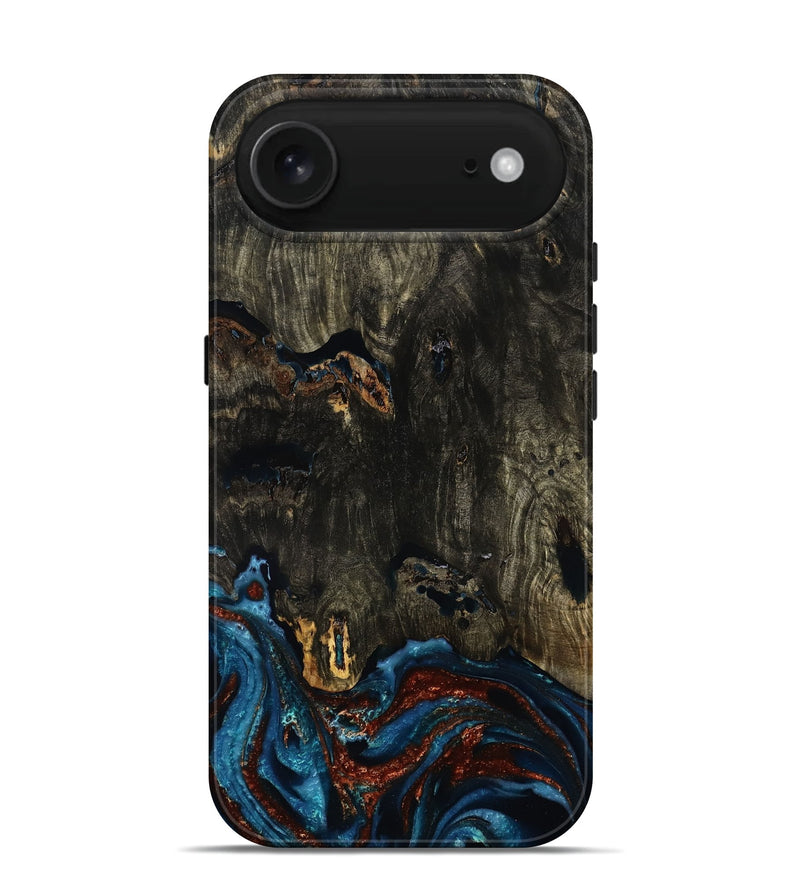 iPhone 17 Air Wood Live Edge Phone Case - Vernell (Teal & Gold, 792940)