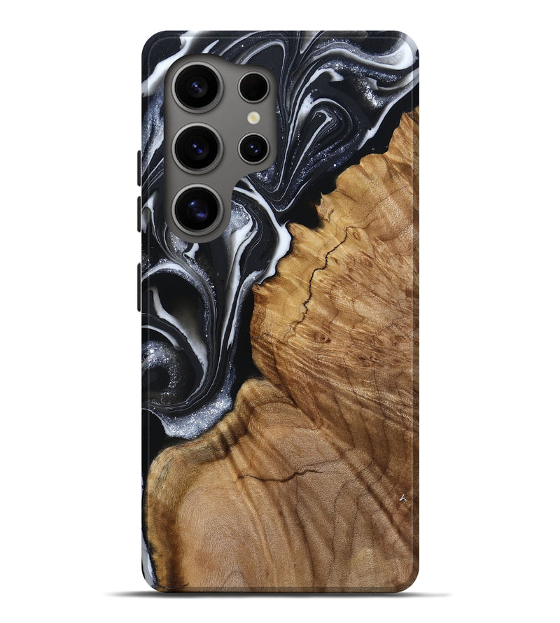 Galaxy S25 Ultra Wood Live Edge Phone Case - Carlene (Black & White, 792941)