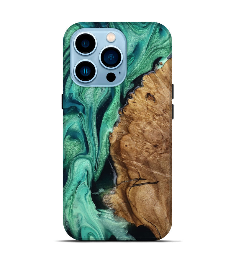 iPhone 14 Pro Wood Live Edge Phone Case - Tawnya (Green, 792942)